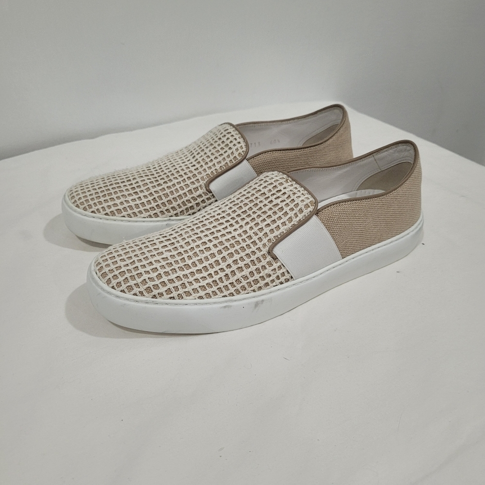 CHANEL Beige and White Sneakers